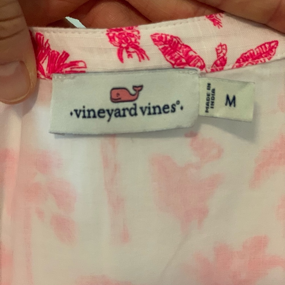 Vineyard Vines Pink Palm Print Ruffle Cap-Sleeve Dress - Picture 5 of 5
